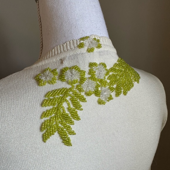 Nanette Lepore Ivory Hand Beaded Cardigan Sweater size Small - Picture 13 of 15